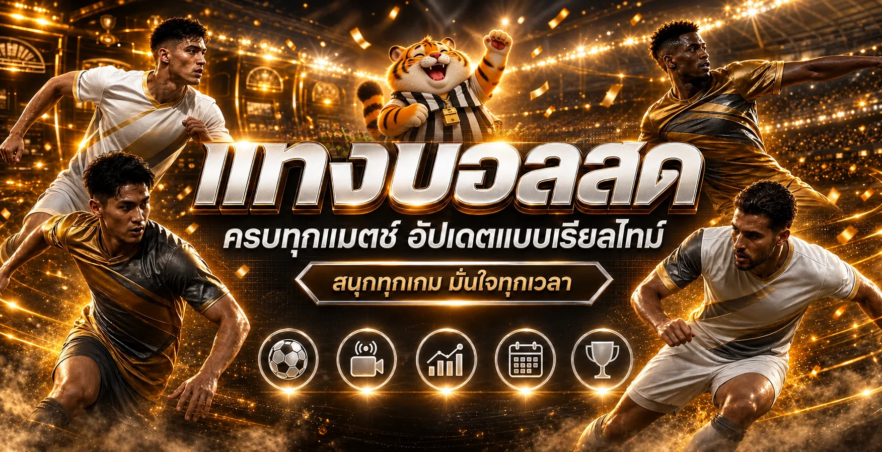 แบนเนอร์ผลบอลสด silvergold88 พร้อมมาสคอตเสือนำโชค