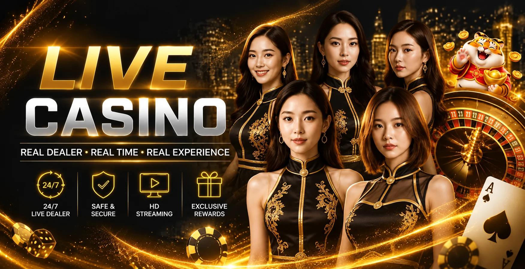 คาสิโนสด silvergold88 โทนดำทองพร้อมมาสคอต PG
